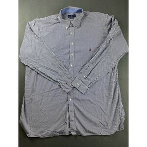 Polo Ralph Lauren Button Down Shirt Mens 3XLT Pinstripe Blue Stretch Performance
